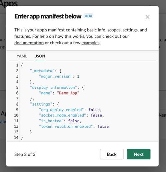 Pardot Slack API Enter app manifest below