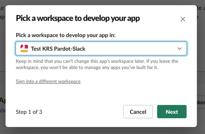 Pardot Slack API Pick a workspace to develop your app